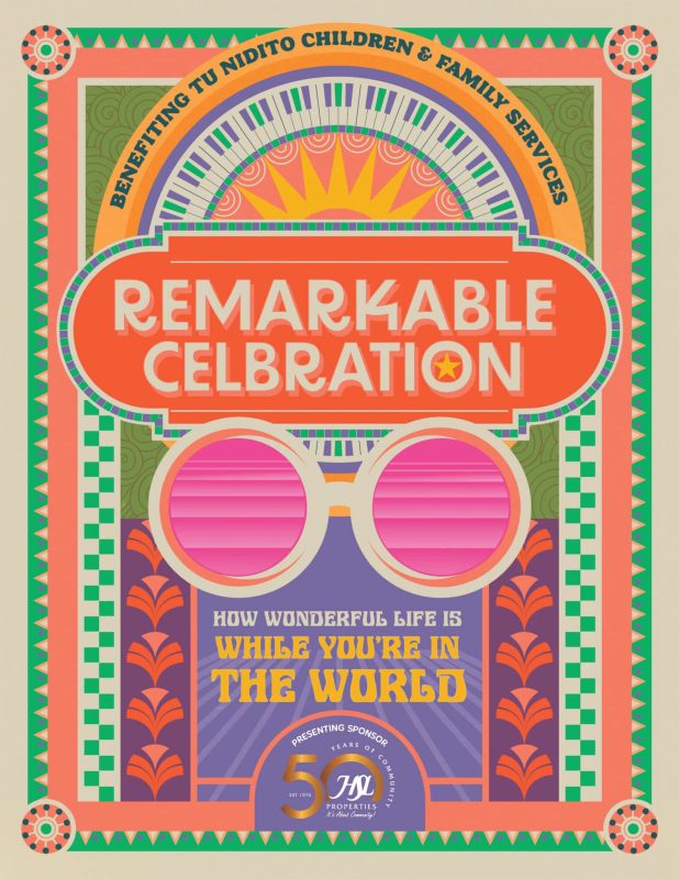 A colorful graphic announcing the theme of our 2025 Remarkable Celebration: HOW WONDERFUL LIFE IS WHILE YOU'RE IN THE WORLD"